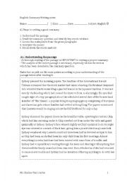 English Worksheet: Summary Writing