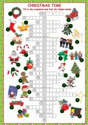 English Worksheet: Christmas Crossword Puzzle