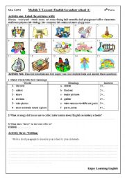 English Worksheet: Module 1/lesson1