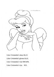 English Worksheet: Cinderella Coloring OAge