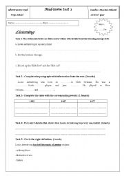 English Worksheet: 1st year mid-term test