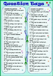 English Worksheet: Question tags