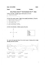 English Worksheet: exam for 5 grade students