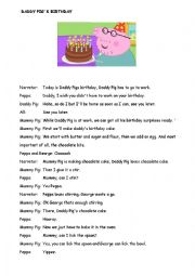 English Worksheet: Daddy Pigs Birthday