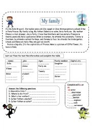 English Worksheet: My family