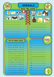 English Worksheet: animals