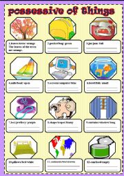 English Worksheet: possessive of things