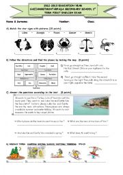 English Worksheet: 7th grade first term first english exam