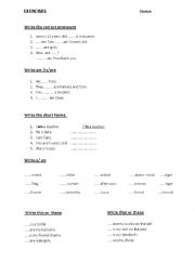 English Worksheet: mixed exercises for A1 students