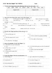 English Worksheet: Test on Past Simple