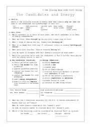 English Worksheet: Candidates and Energy