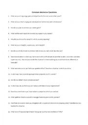 English Worksheet: Interview Questions