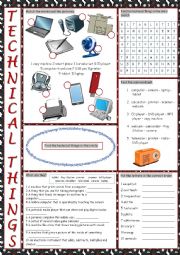 English Worksheet: Technical Things Vocabulary Exercises
