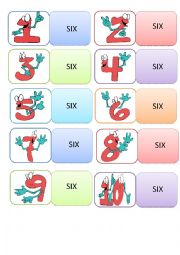 English Worksheet: NUMBERS DOMINO 1-10 (PART II)