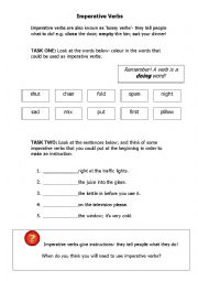 English Worksheet: Imperative verbs