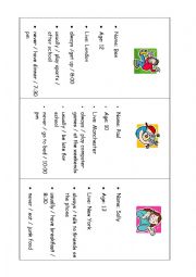 English Worksheet: Present Simple Speaking/Writing activity