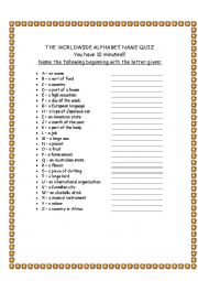 English Worksheet: Alphabet name quiz warmer