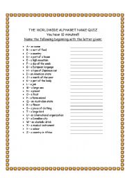 Alphabet name quiz warmer