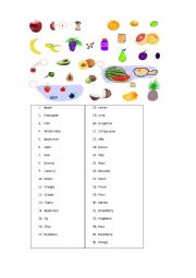 English Worksheet: Food Part 3 (fruits)