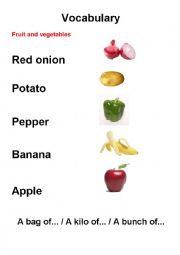 English Worksheet: Fruit and vegetables