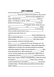 English Worksheet: Julius Caesar Act I Cloze Story