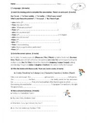 English Worksheet: 7th form mid-term test n1