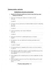 English Worksheet: rephrasing - concessive and purpose clauses