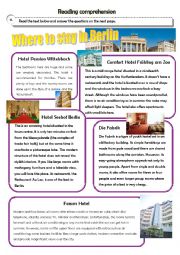 English Worksheet: Hotels in Berlin - reading comprehension