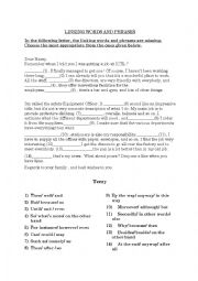 English Worksheet: linking words and phrases