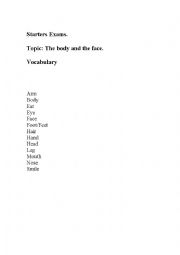 English Worksheet: Vocabulary The body and the Face