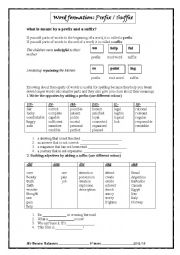 English Worksheet: prefix suffix
