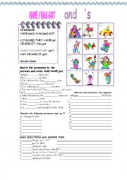 English Worksheet: Have/Has got and  S