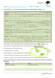 English Worksheet: environment listening test 