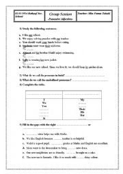 English Worksheet: object Pronouns and Possessive adjectives