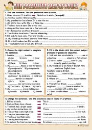 English Worksheet: the possessive case of nouns