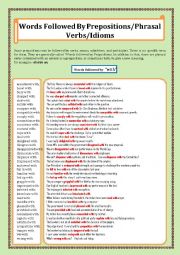 English Worksheet: Words Followed By Prepositions/Phrasal Verbs/Idioms Page - 06