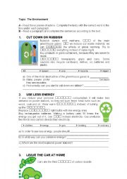 English Worksheet: The environment