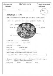 English Worksheet: mid term test 1 7th form