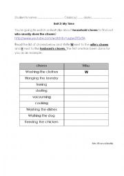 English Worksheet: household chores 