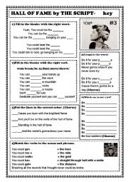 English Worksheet: THE SCRIPT - HALL OF FAME