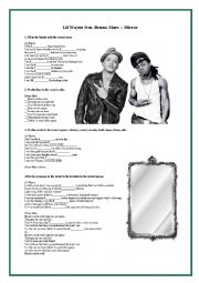 English Worksheet: Mirror by Lil Wayne and Bruno Mars