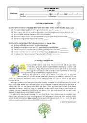 English Worksheet: Test 9th form - Environment / Volunteering