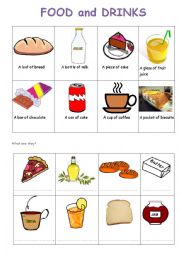 English Worksheet: Food and Drinks