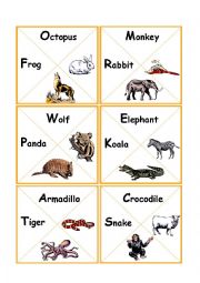 English Worksheet: Animals domino cards
