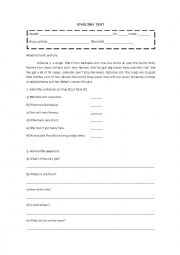 English Worksheet: 7th grade test