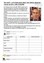 English Worksheet: detective stories Doyle and Fleming pairwork student A