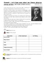 English Worksheet: detective stories Doyle and Fleming pairwork student B
