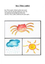 English Worksheet: Incy Wincy spider