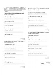 English Worksheet: test on simple tenses