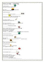 English Worksheet: Viva La Vida- Cold Play